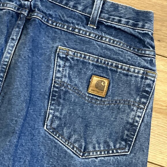 Men's Carhartt Relaxed Fit Denim Jeans SZ 38x32 Blue Cotton Casual Work B160 DST - Picture 10 of 11